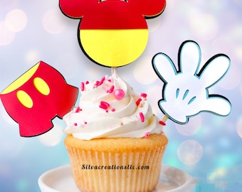 Micky Maus Topper, Cupcake Topper, Mickymaus Deko, Cupcake Topper, Mickymaus Dekoration, 10er Set