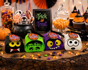 Halloween Treat Boxes Set of 10 | Monster Candy Favor Boxes | Kids Party Favors