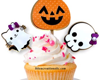 Halloween-muffinsdekorationer, Bus eller godis-muffinsdekorationer, Halloween-muffinsplockare, 10-pack