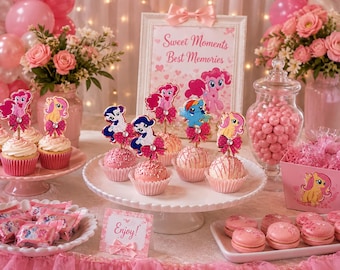 Cupcakeversieringen in de vorm van pony's, feestcadeautjes, set van 12