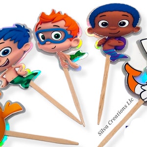 Bubble Guppies Cupcake Toppers, Bubbles Guppies Theme Party, Bubble Guppies Topper, Set of 10