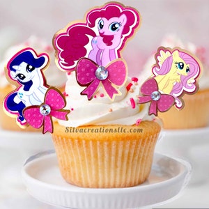 My Little Pony inspired Cupcake Topper, Little Pony Party Favor, Pony cupcake topper, Pony Party Supplies, Set of 10