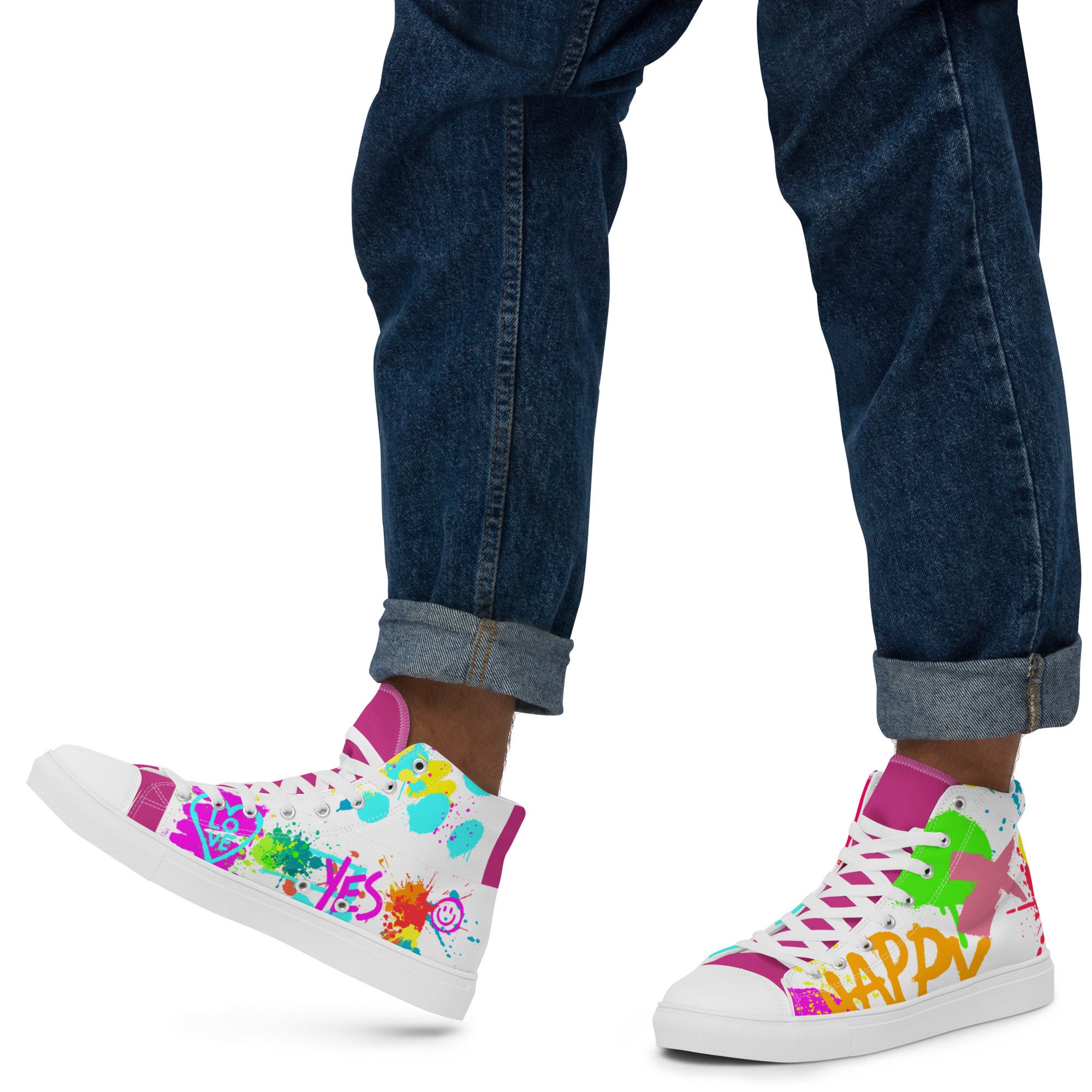 Mens High Top Canvas Shoes 80s Design 