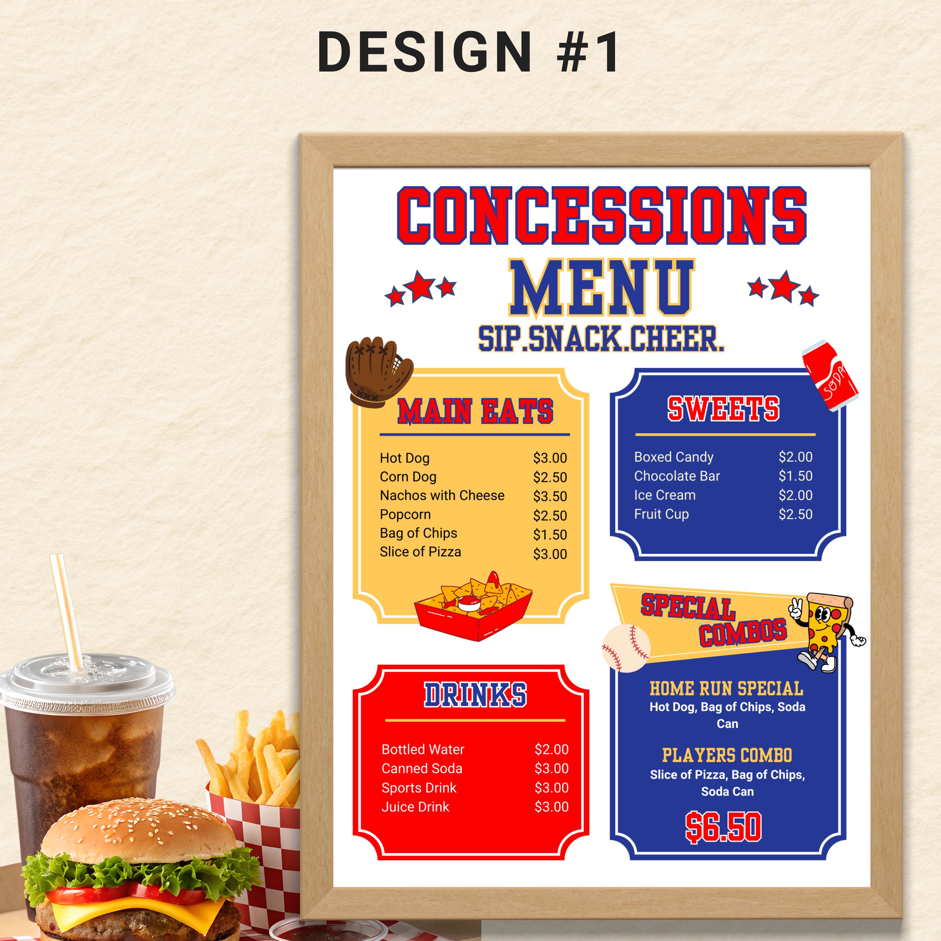 Concession Stand Menu, Editable Canva Template, Customizable Table Sign ...