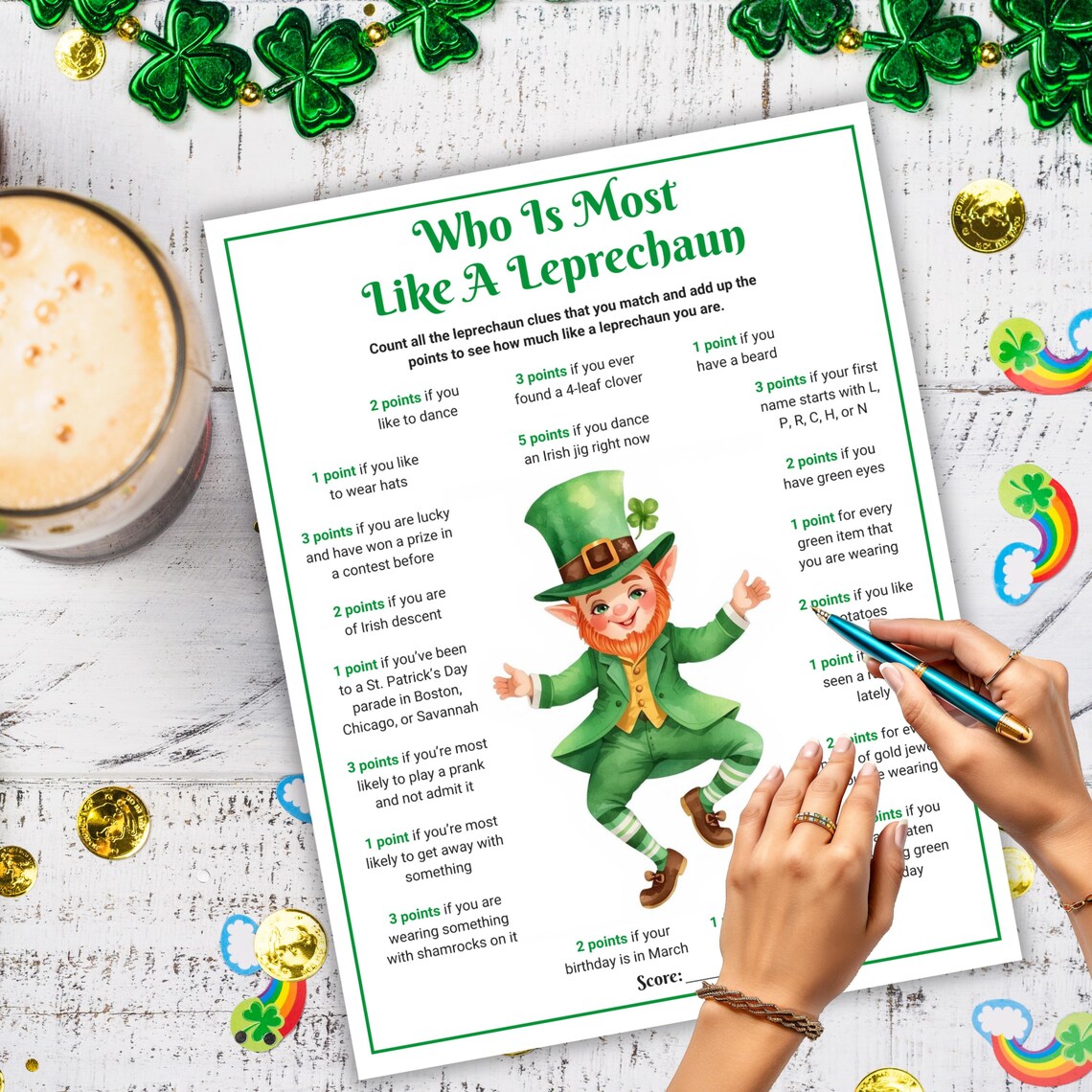 Who is Most Like A Leprechaun, Printable St. Patrick’s Day Party Game, Irish Trivia Game for ...