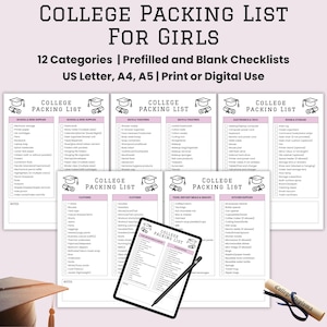 College Packing List For Girls, Dorm Room Essentials Checklist, Must Haves For College Students, Move In Packing Checklist