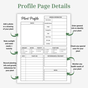 Plant Profile, Watering Schedule, Plant Care Journal, Houseplant Care Instructions Bundle, Gardening Printable, Plant Tracker, Plant Log image 3