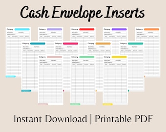 Printable Cash Envelope Inserts, Budget Planner, Spending Tracker, Money Tracker, Cash Envelope Template, Cash Tracker, Dave Ramsey