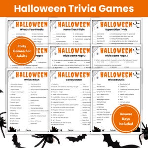Halloween Trivia Games Bundle, Games For Adults, Office Party Games, Printable Halloween Games, Icebreaker Games, Adult Game Night