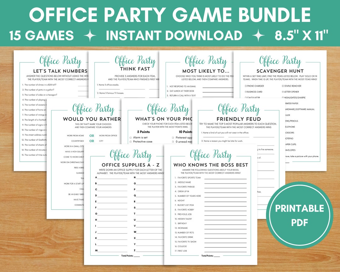 Office Party Games Printable, Ice Breaker Games for Work, Holiday Work ...