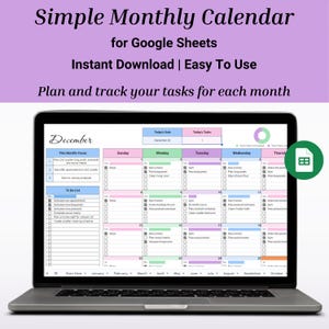 Monthly Calendar Checklist, Google Sheets Productivity Planner Spreadsheet, Daily To Do List Task Tracker, Editable Digital Calendar
