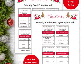 Christmas Friendly Feud Game, Printable Games For Family, Office Party Game, Holiday Group Party Game, Icebreaker Game