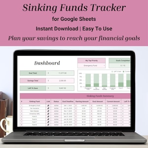 Sinking Funds Tracker, Google Sheets Savings Challenge, Savings Goal Tracker Spreadsheet, Personal Finance Planner, Debt Payoff Tracker