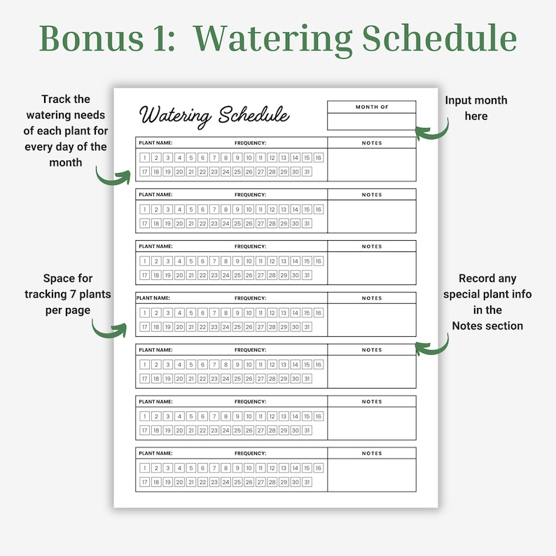 Plant Profile, Watering Schedule, Plant Care Journal, Houseplant Care Instructions Bundle, Gardening Printable, Plant Tracker, Plant Log image 4