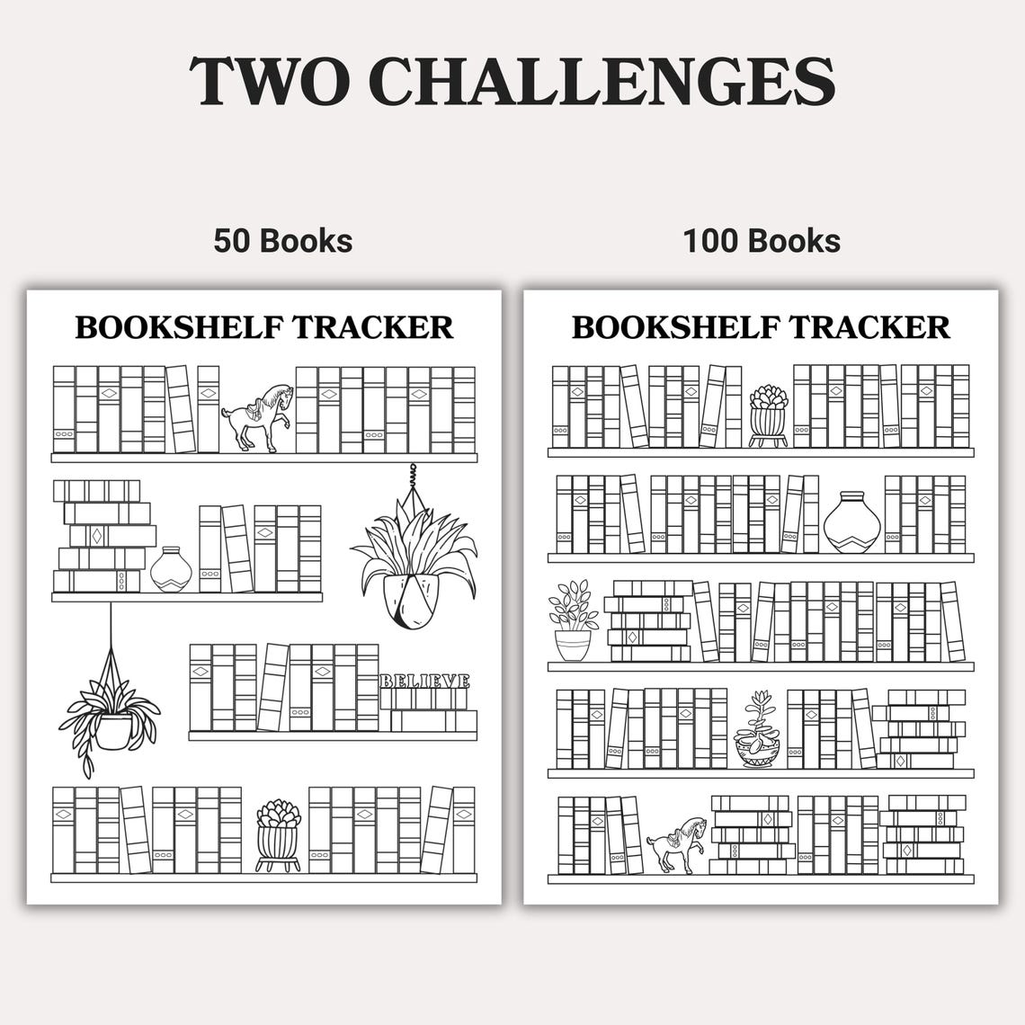 Bookshelf Reading Tracker, Printable Book Tracker, TBR Bookshelf ...