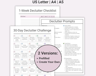 Planificador de 30 días para ordenar, lista de verificación imprimible para proyectos de organización, planificador de organización y orden para personas con TDAH, sugerencias para ordenar.