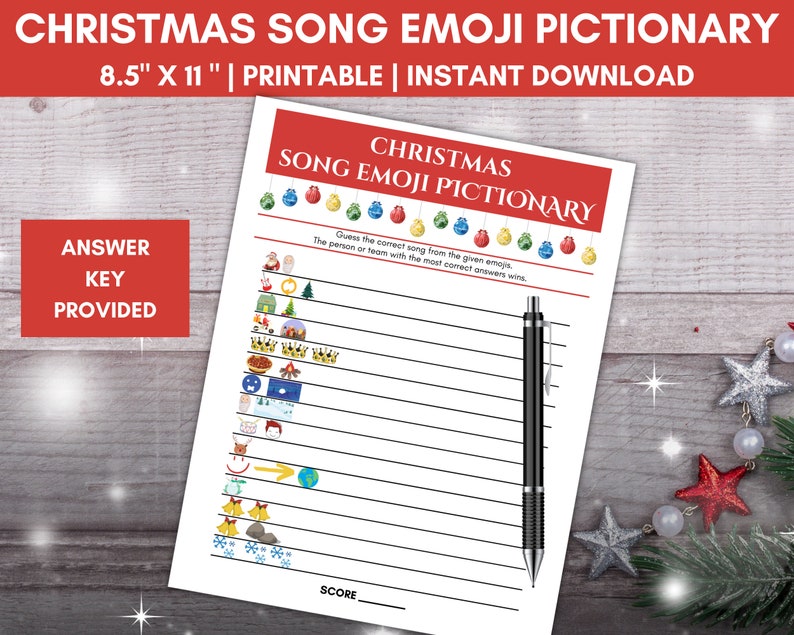 Christmas Song Emoji Game Christmas Party Games Printable Etsy