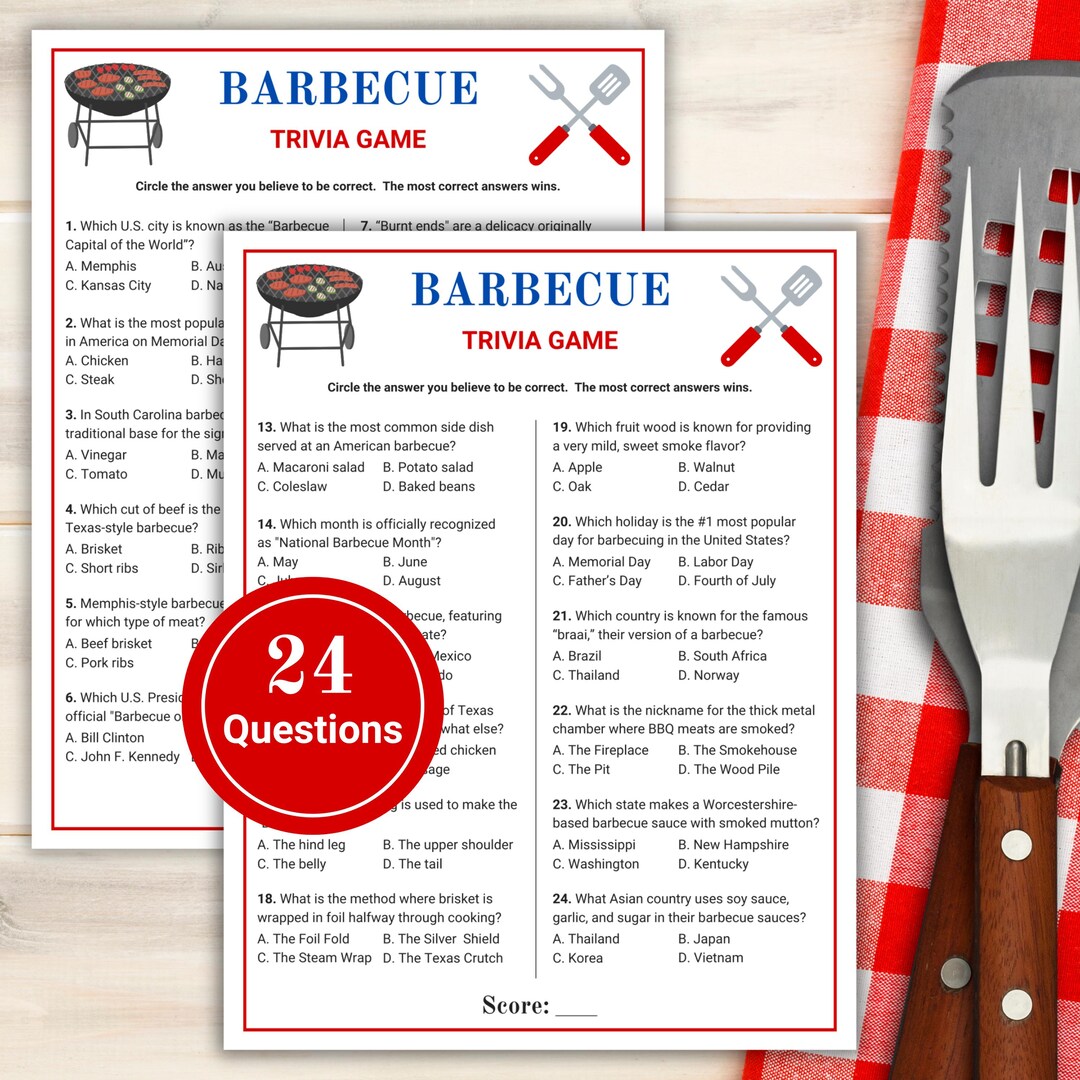 Barbecue Trivia Questions and Answers, Barbecue Season Game, Printable ...