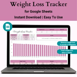 Gewichtsverliestracker, Google Spreadsheets digitale gewichtsverliesplanner, wekelijkse gewichtsgrafiek, logboek kilo's verloren, dagelijks gewicht, dagboek afvallen