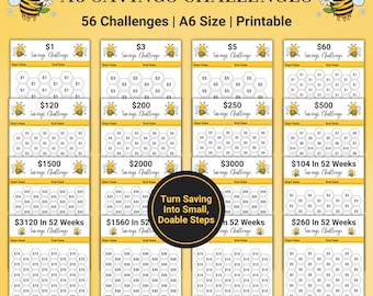 A6 Savings Challenge Bundle, Low Income Savings, Cash Stuffing, Printable Mini Money Tracker