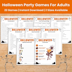 Halloween Party Games For Adults, Printable Games, Icebreaker Games, Office Party Games, Find The Guest Bingo, Trivia Games, Group Games