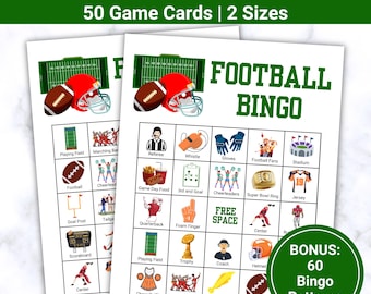 Football Bingo Games, Printable Bingo Cards For Kids And Adults, Bingo Patterns, Office Party Games, Family Game Night