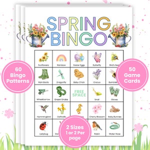 Printable Spring Bingo Games, Bingo Patterns, Springtime Bingo, Tea Party Games, Garden Party Games, Spring Activities, Adult Party Games