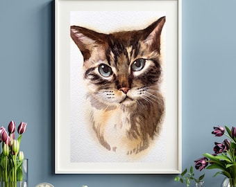 Handmade original Watercolor Pet Portrait | Dog Portrait | Cat Portrait | Animal Portrait | Custom Pet Portrait from Photo