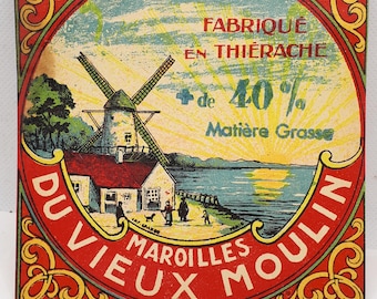 Old label for Maroilles cheese from the old Thierache mill, with an extra 40% fat