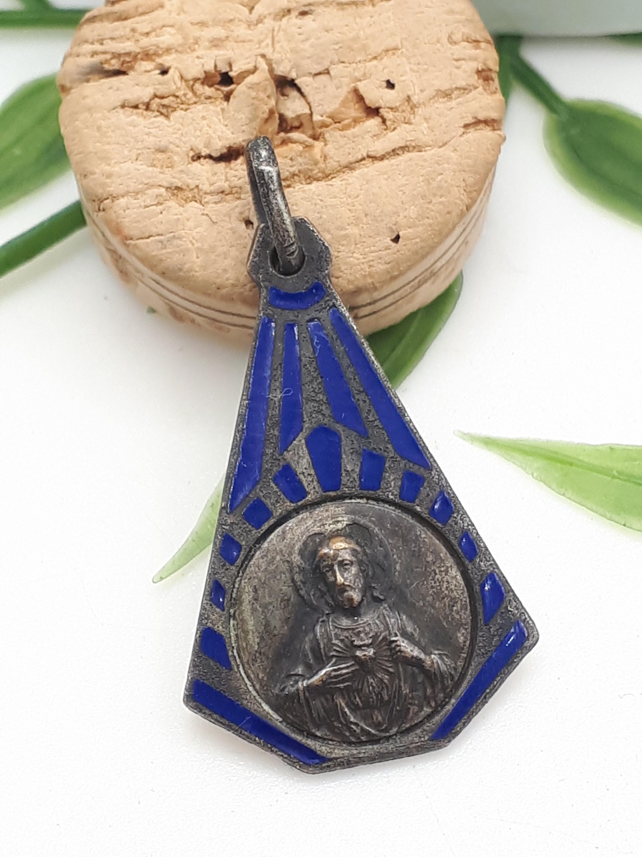 Sacred Heart of Jesus Religious Medal Enameled Art Deco - Etsy