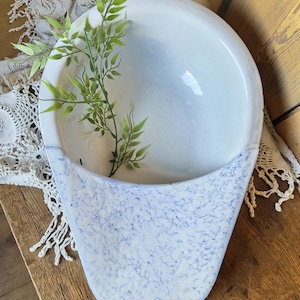 Antique chamber pot, enameled bed runner, vintage basin, repurposed planter