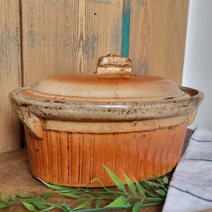 Old glazed earthenware pâté terrine - small traditional French dish