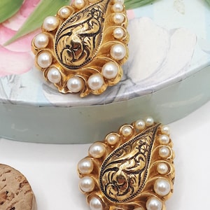 Boucles D'oreilles Vintage Rossi Paris - Doré - Modèle à Clips - Occasion