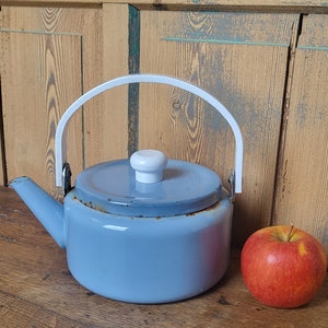 Vintage blue enamel teapot kettle