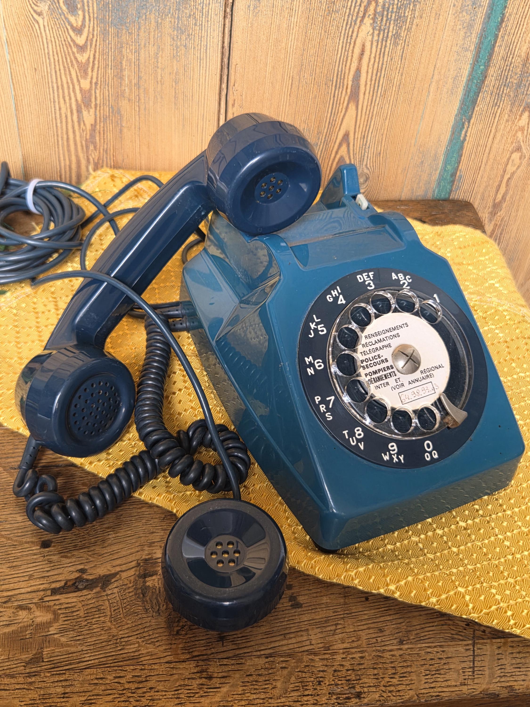 Vintage French PTT Telephone | Socotel S63 Blue Telephone, Vintage