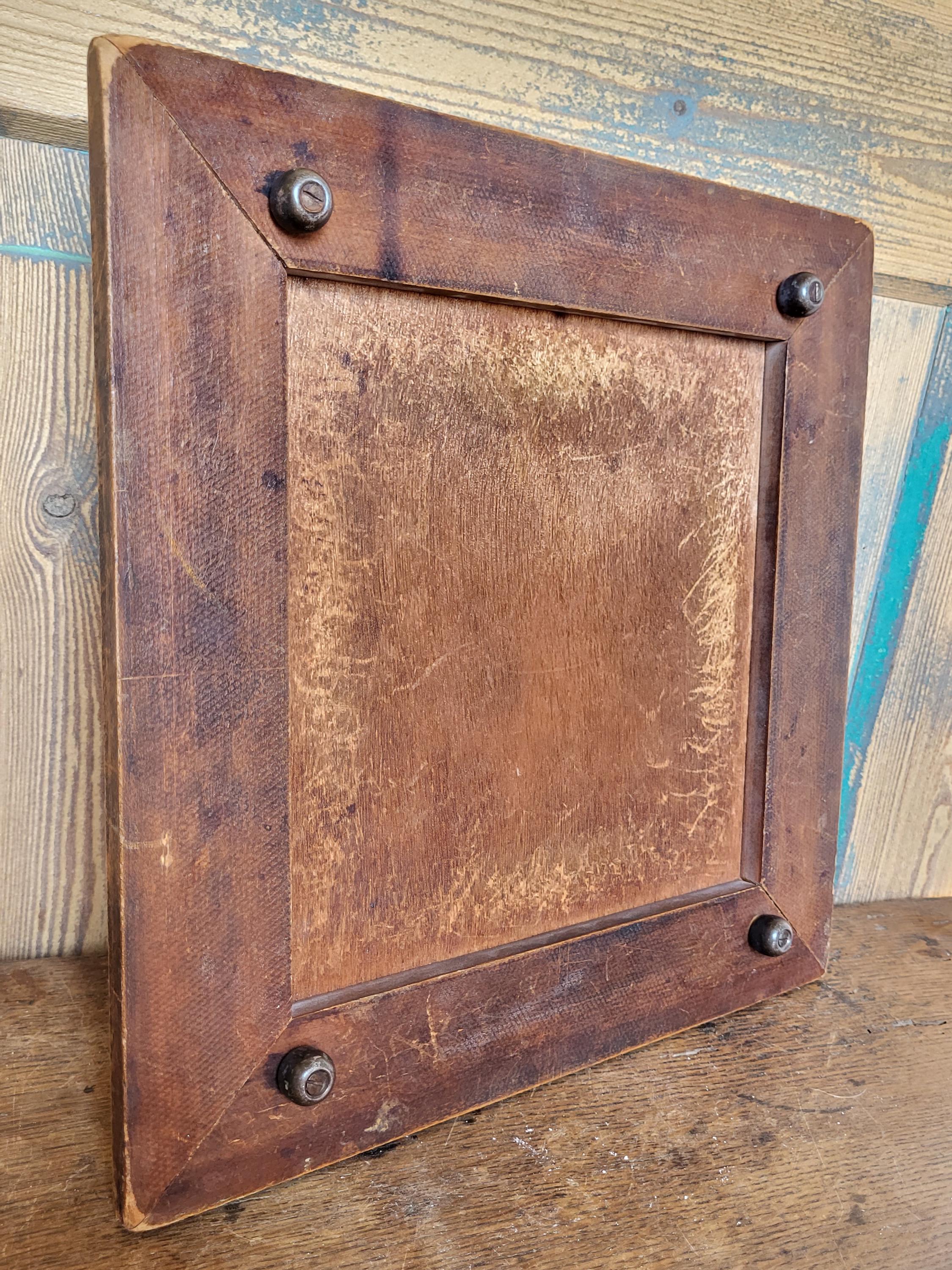 Dessous-de-plat Ancien En Faïence Et Bois - Modèle Vintage Vert