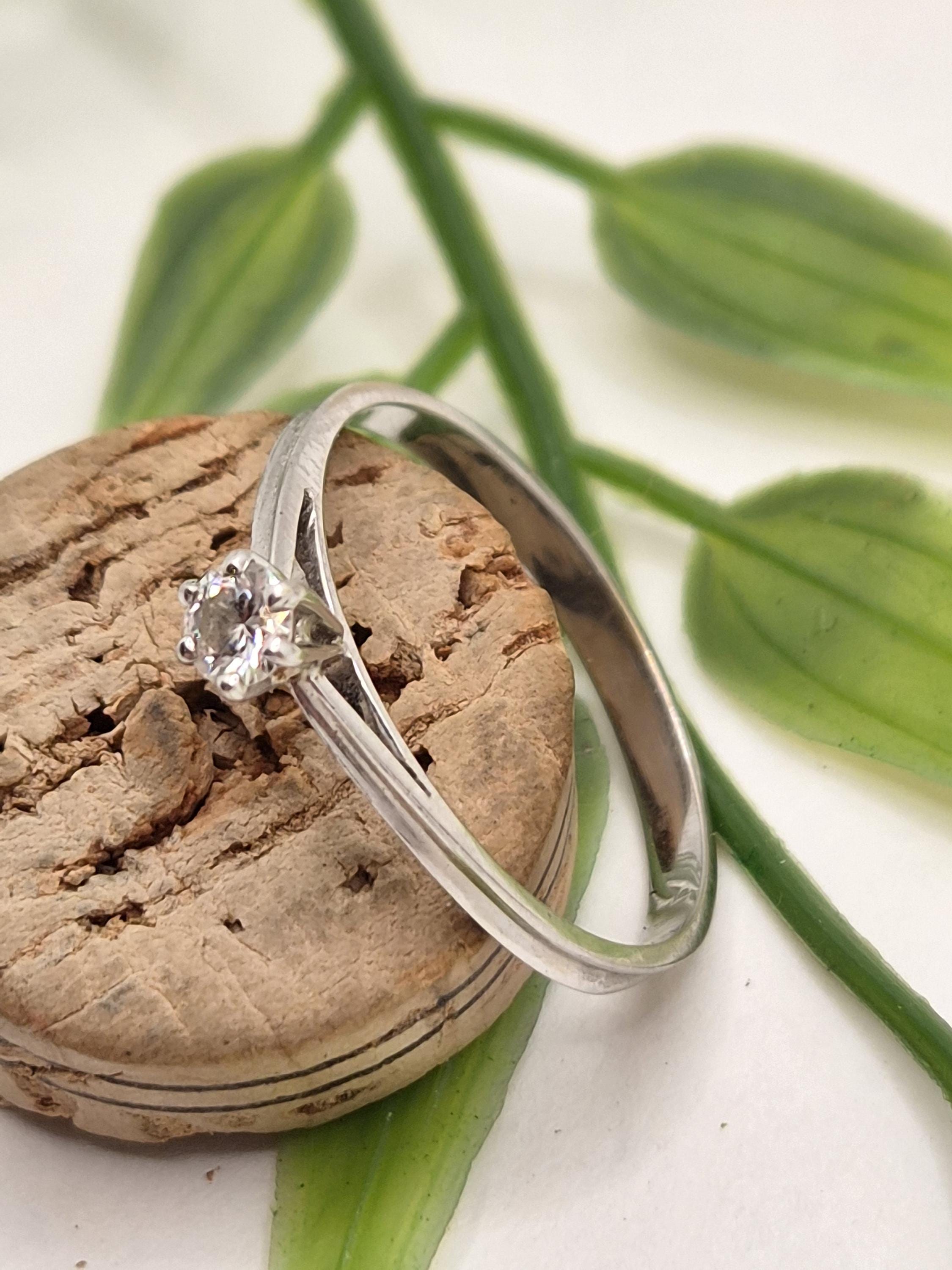 Ancienne Bague En Argent Massif Alliance Anneaux Créateur Solitaire