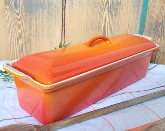 Le Creuset France | Large vintage orange enameled cast iron terrine