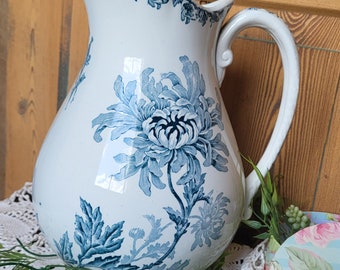 Old large St Amand & Hamage earthenware toilet pitcher, Indiana model
