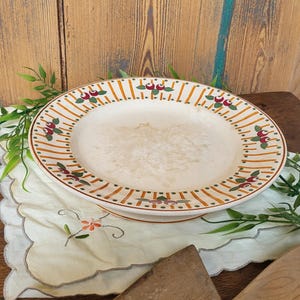 Longwy old biscuit plate stamped Gramont Longwy