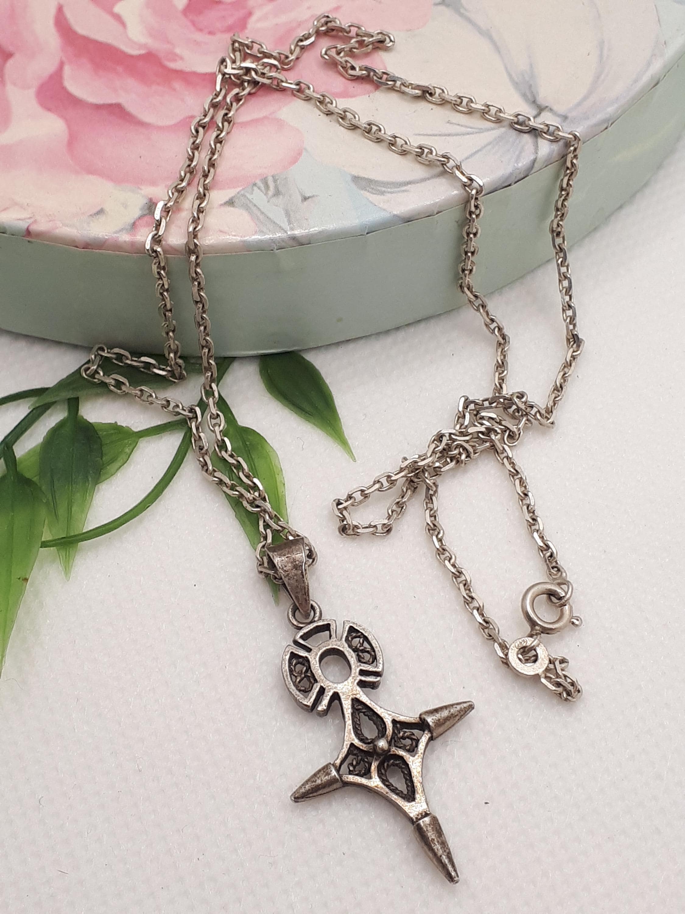 Collier Croix Chretienne Argent 925 Pour Homme Pendentif Inversée