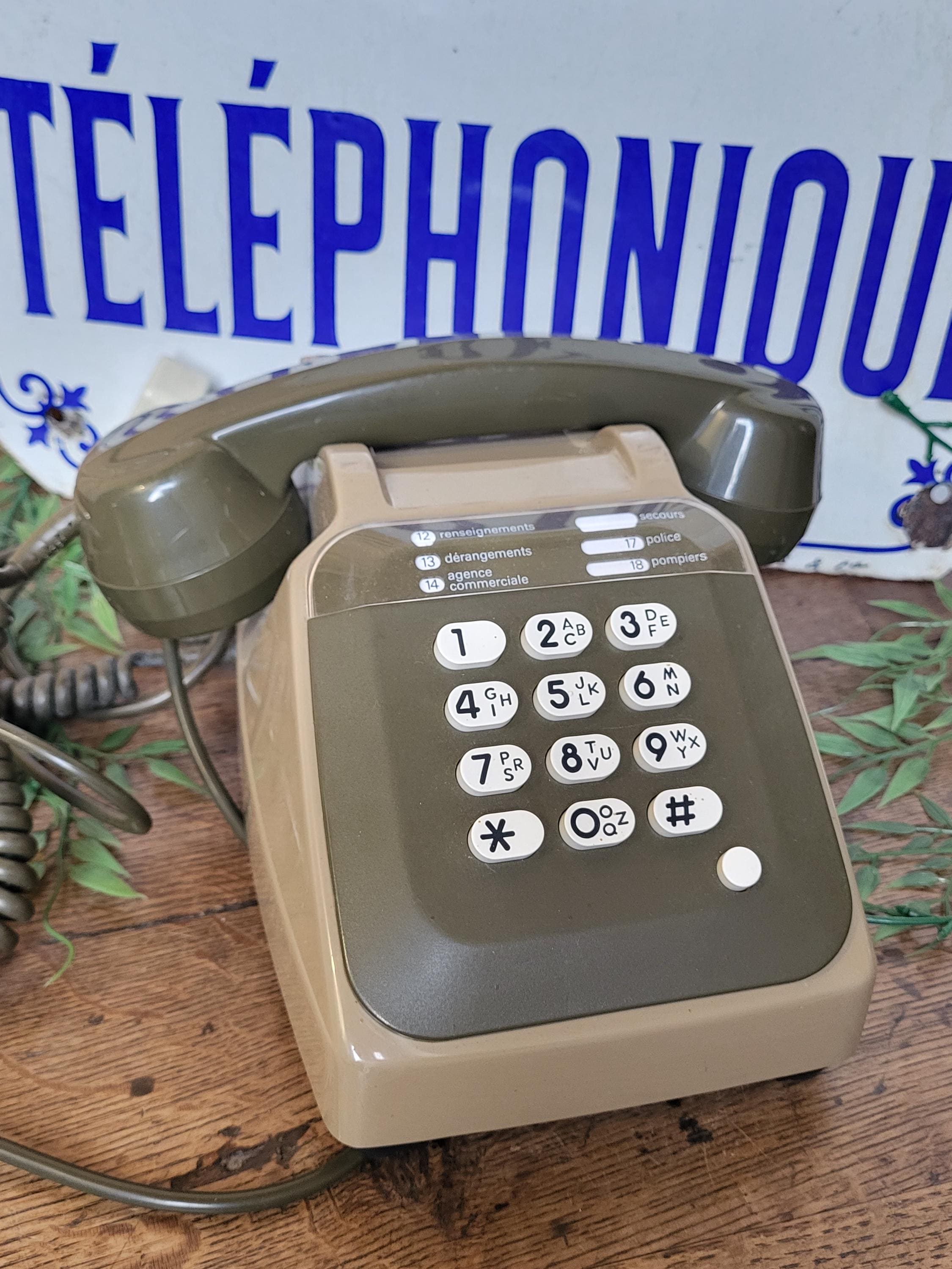 Téléphone Fixe Vintage SOCOTEL S63 PTT - Ivoire à Touches - Fabriqué En France
