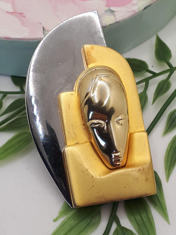 Bague Art Deco Ancienne Broche Ancienne En Métal Argenté Style Art Déco/Nouveau - Sans Marque, Vintage Boulier Ancien
