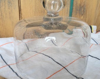 Cloche à Fromage Vintage Art Déco Avec Plateau Verre Moulé - Années 30/40