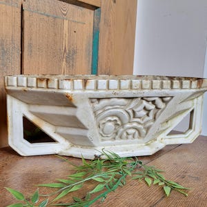 Magnificent white enameled cast iron planter from the Art Deco period