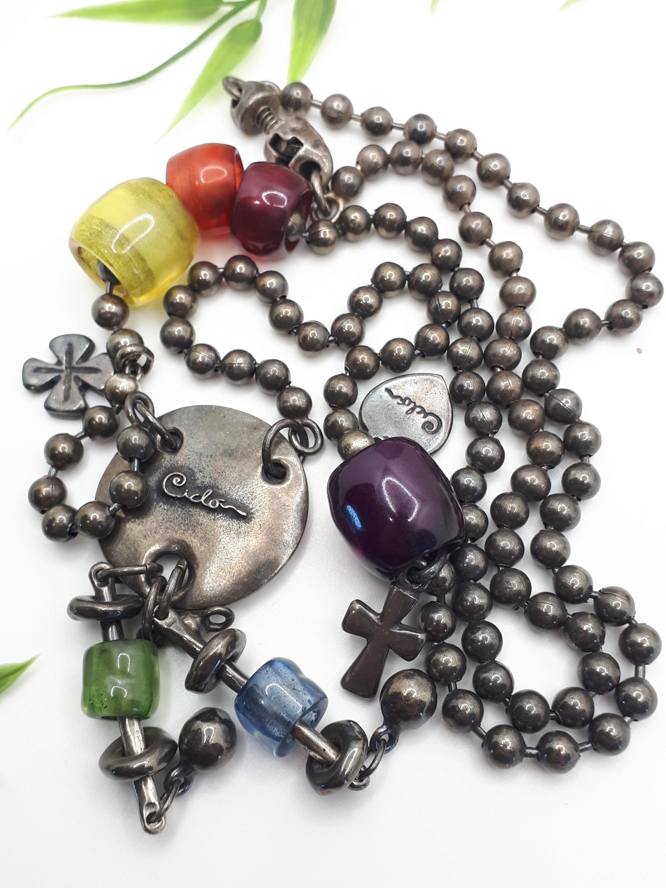Collier Ciclon Argenté - Grand Médaillon Globe - Breloque Vintage - Occasion En Bon état