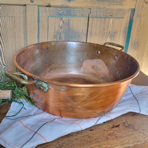 Ancienne grande marmite / bassine à confiture en cuivre Français