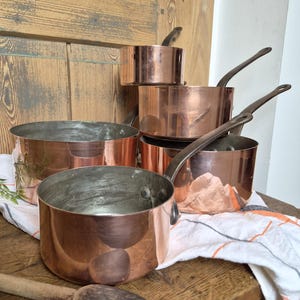 Französisches Kupfer-Set VILLEDIEU | 5-teiliges Set Kupfertöpfe mit Eisengriffen, hergestellt in Frankreich