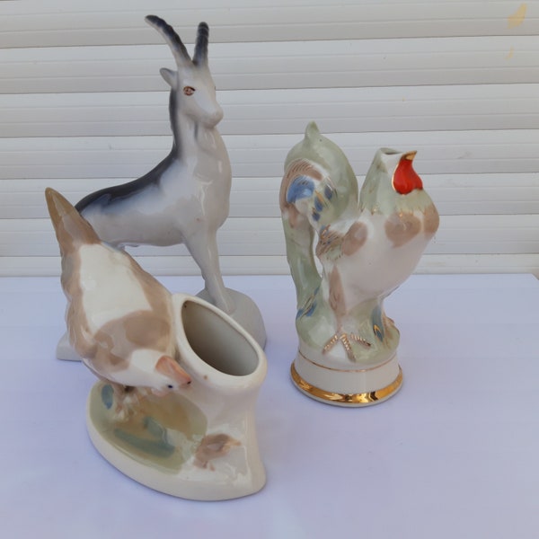 3 vintage Figurine en porcelaine soviétique, vintage, cadeau pour elle, cadeau en porcelaine, porcelaine soviétique, porcelaine russe, porcelaine vintage, porcelaine