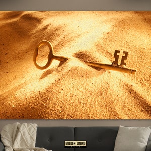 Golden key Canvas Print, Opportunity Found Real GoldenEr Leinwanddruck, Goldener Schlüssel Wandkunst, Goldene Wandkunst, Goldene Wanddekoration
